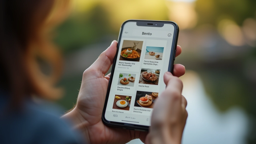 Chytrý telefon s responzivním bento layoutem v jednosloupcovém formátu